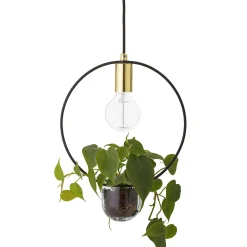 Suspension  Metal Noir Or / Avec Pot De Fleurs - O 30 Cm - Bloomingville