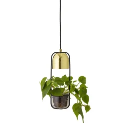 Suspension  Metal Noir Or / Avec Pot De Fleurs - O 10 X  H 34 Cm - Bloomingville