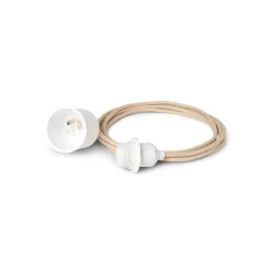 Systeme Electrique Pour Suspension Tissu Beige / Set Cable Tissu 2M, Rosace, Douille E27 - Ferm Living