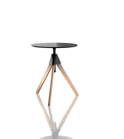 Table A Hauteur Reglable Topsy Plastique Noir Bois Naturel / O 60 - Magis