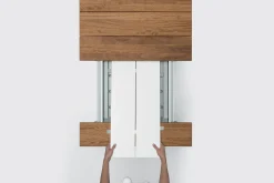 Table A Rallonge Maki Metal Blanc Bois Naturel / Teck - L 219 A 299 Cm - Kristalia