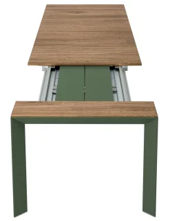 Table A Rallonge Nori Metal Vert Bois Naturel / Teck - L 199 A 279 Cm - Kristalia