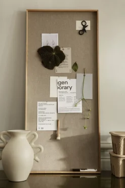 Tableau Memo Scenery Bois Naturel / L 45 X H 100 Cm - Chene & Liege Recouvert De Tissu - Ferm Living