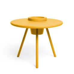 Table Basse Bakkes Outdoor Metal Jaune / O 60 Cm - Pot De Fleurs Integre / Acier - Fatboy