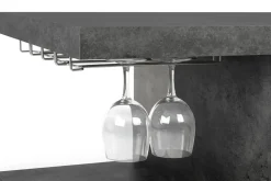 Table Basse Chicago Bar Bois Gris / Casier A Bouteilles & Rails Pour Verres A Pied - 110 X 65 X H 45 Cm - Pop Up Home