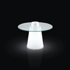 Table Basse Lumineuse Peak Verre Plastique Blanc Transparent / O 70 X H 50 Cm - Slide