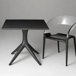 Table Carree App Plastique Gris Noir / 80 X 80 Cm - Driade
