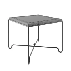 Table Carree Tropique Metal Beige / 90 X 90 Cm - Acier Perfore / Mategot, Reedition 50' - Gubi