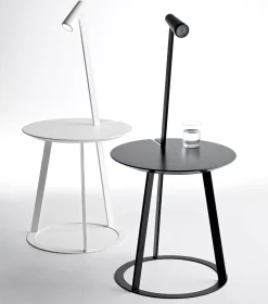 Table D'Appoint Albino Metal Bois/ Lampe Led - O 41 Cm - Horm