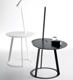 Table D'Appoint Albino Metal Bois/ Lampe Led - O 41 Cm - Horm