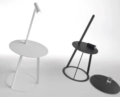 Table D'Appoint Albino Metal Bois/ Lampe Led - O 41 Cm - Horm