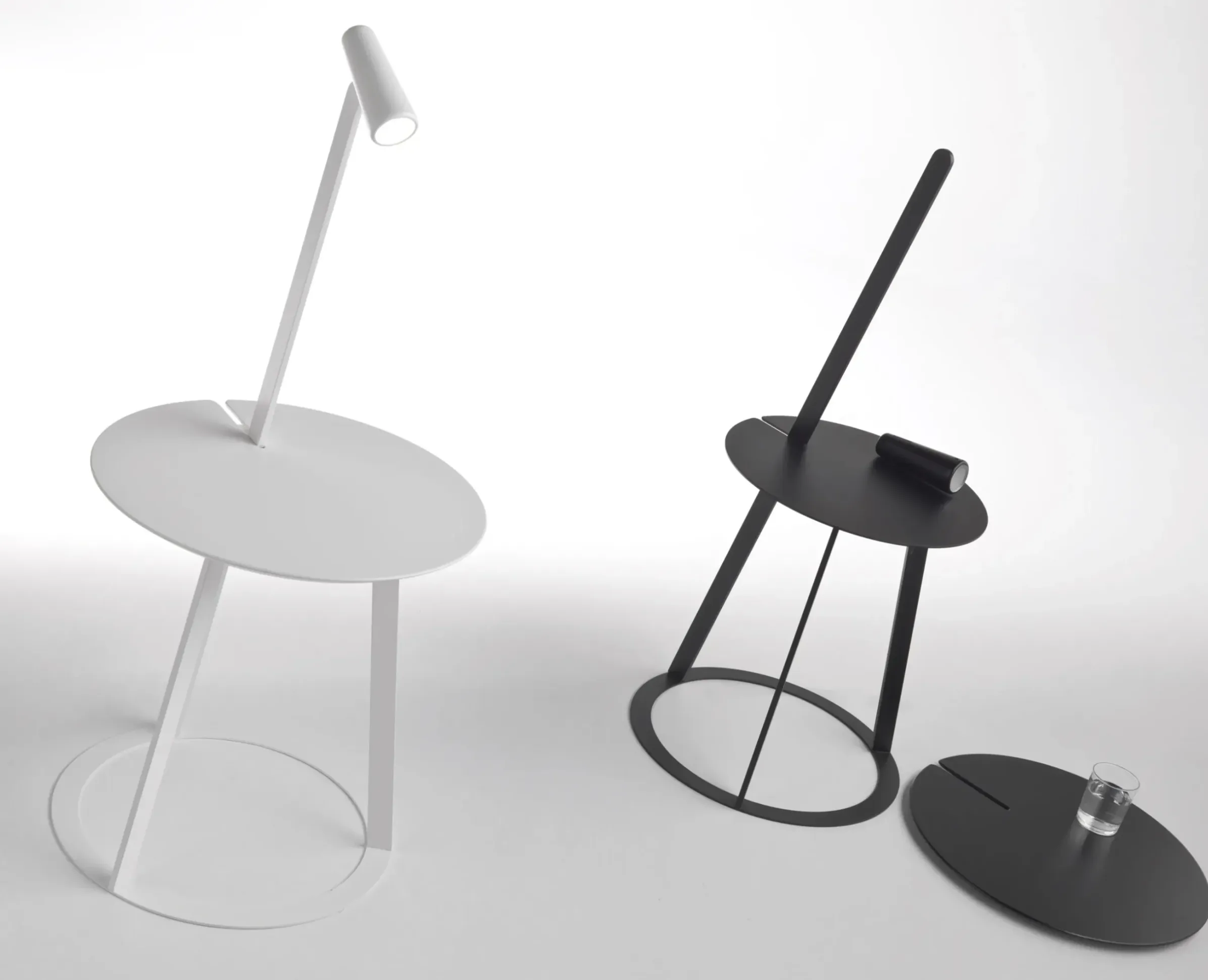 Table D'Appoint Albino Metal Bois/ Lampe Led - O 41 Cm - Horm