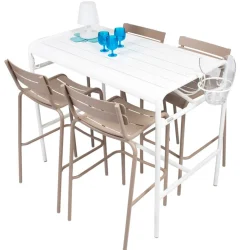 Table Haute Luxembourg Metal Gris / 4 Personnes - 126 X 73 Cm - Aluminium - Fermob