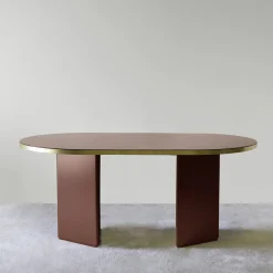 Table Ovale Brandy Verre Rouge / 220 X 100 Cm - Enostudio