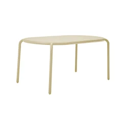 Table Ovale Toni Tavolo Metal Beige / 160 X 90 Cm - Trou Pour Parasol + Bougeoir Amovible - Fatboy