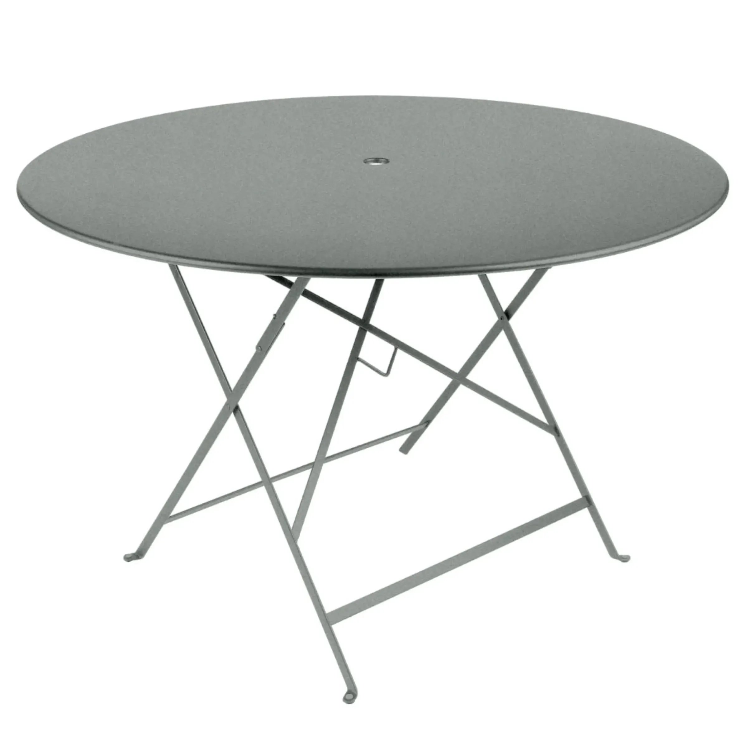 Table Pliante Bistro Metal Gris / O 117 Cm - 6/8 Personnes - Trou Parasol - Fermob