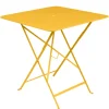 Table Pliante Bistro Metal Jaune / 71 X 71 Cm - 3/4 Personnes - Trou Parasol - Fermob