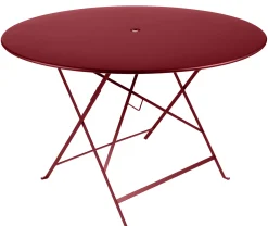 Table Pliante Bistro Metal Rouge / O 117 Cm - 6/8 Personnes - Trou Parasol - Fermob