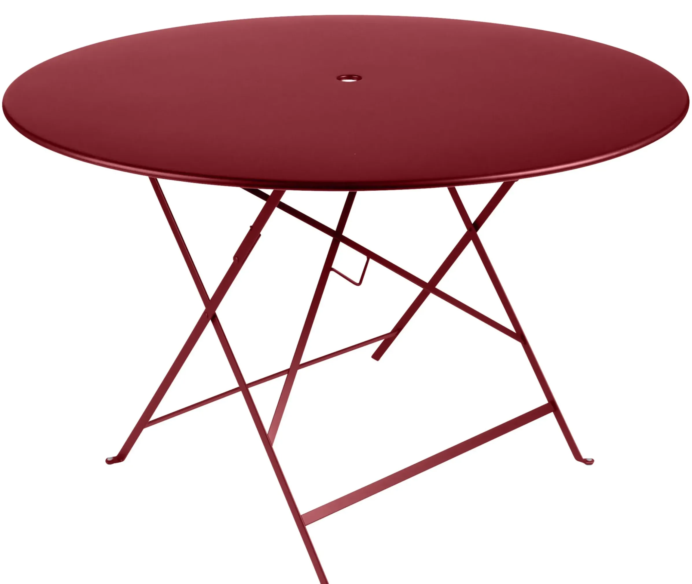 Table Pliante Bistro Metal Rouge / O 117 Cm - 6/8 Personnes - Trou Parasol - Fermob
