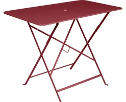 Table Pliante Bistro Metal Rouge / 97 X 57 Cm - 4 Personnes - Trou Parasol - Fermob