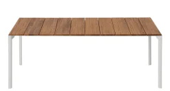 Table Rectangulaire Maki Metal Blanc Bois Naturel / Teck - 199 X 90 Cm - Kristalia