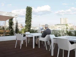 Table Rectangulaire Sushi Outdoor Metal Plastique Bois / Lattes Fenix - L 180 Cm - Kristalia