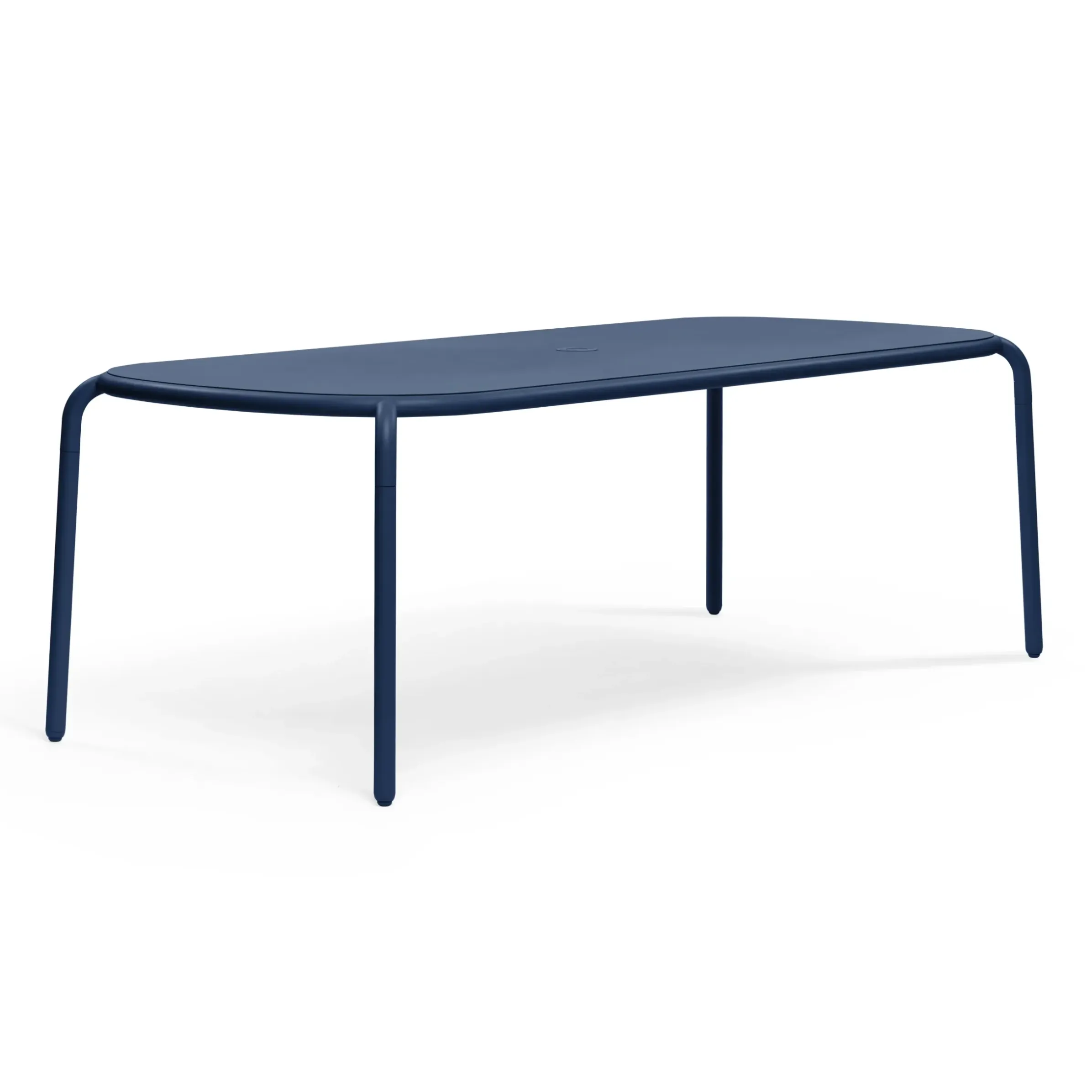 Table Rectangulaire Toni Tablo Metal Bleu / 220 X 99 Cm - Trou Pour Parasol + Bougeoir Amovible - Fatboy