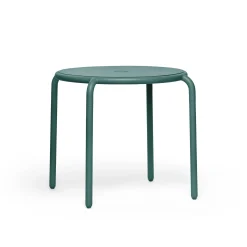 Table Ronde Toni Bistreau Metal Vert / O 80 Cm - Trou Pour Parasol + Bougeoir Amovible - Fatboy