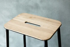 Tabouret Adam Metal Noir Bois Naturel / H 50 Cm - Indoor - Frama