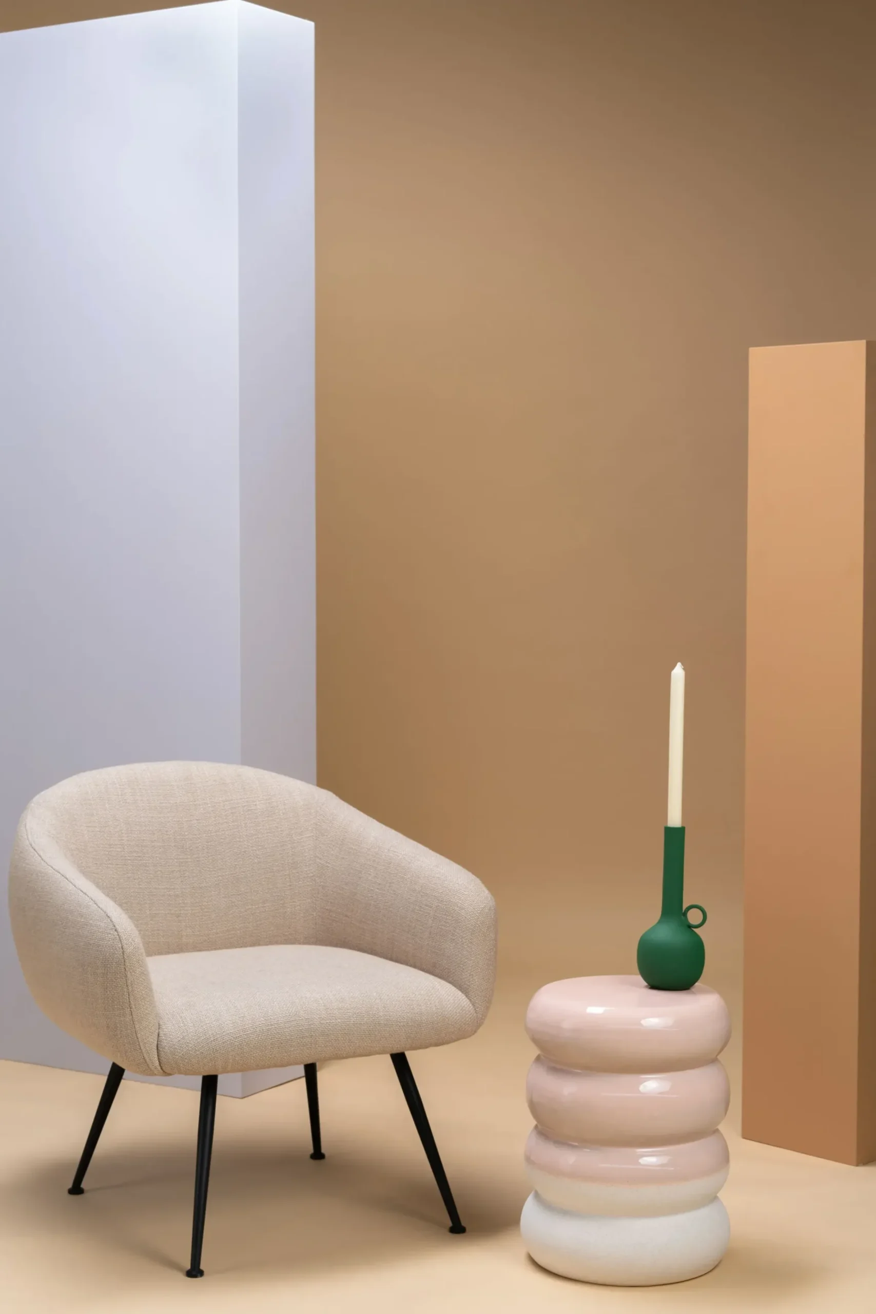 Tabouret Chubby Ceramique Rose / Ceramique - O34 X H44 Cm - Pols Potten