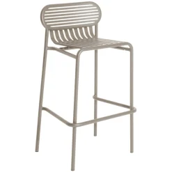 Tabouret De Bar Empilable Week-End Metal Beige / Aluminium - H 80 Cm - Petite Friture