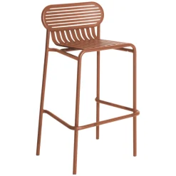 Tabouret De Bar Empilable Week-End Metal Marron / Aluminium - H 80 Cm - Petite Friture