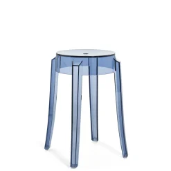 Tabouret Empilable Charles Ghost Plastique Bleu / H 46 Cm - Polycarbonate - Kartell