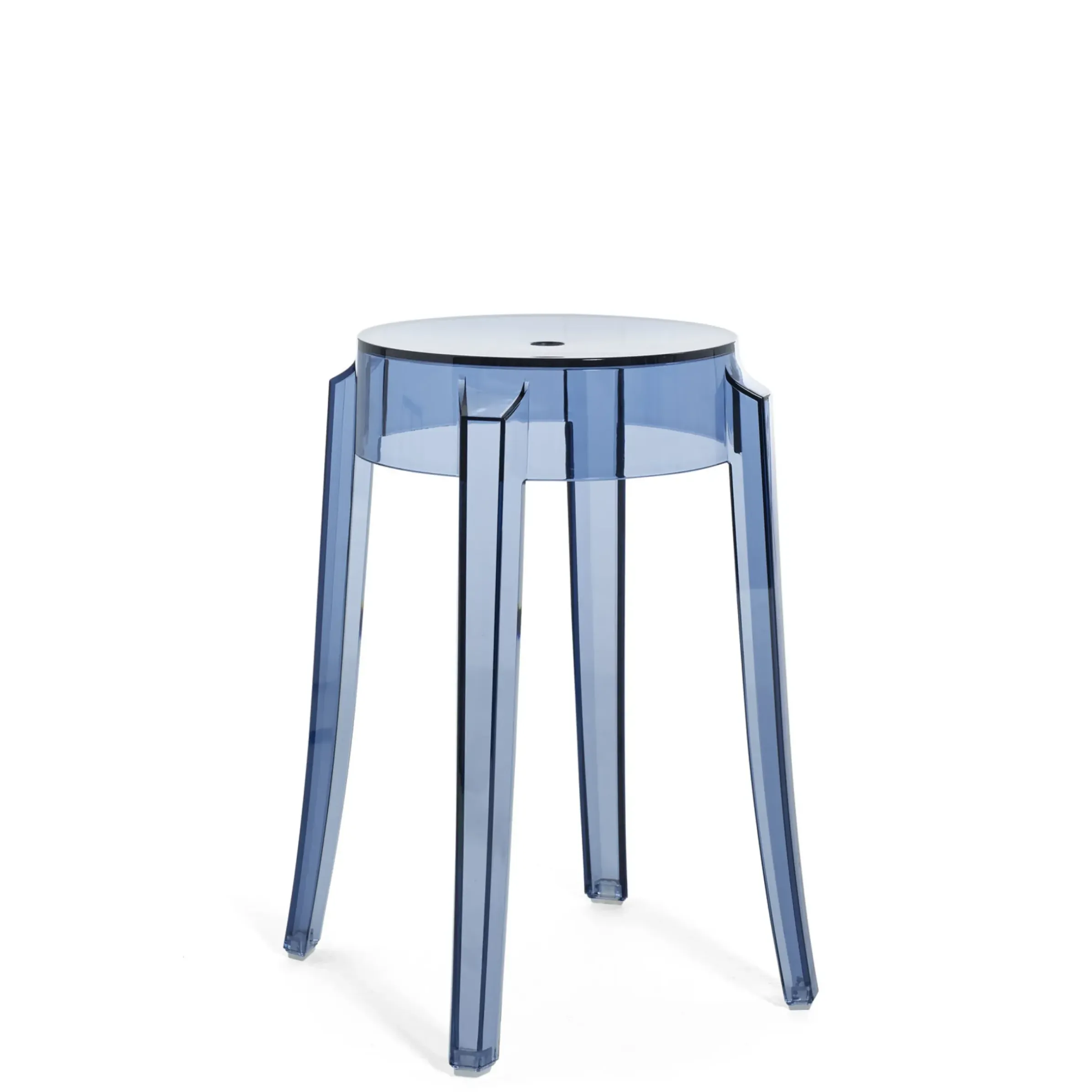 Tabouret Empilable Charles Ghost Plastique Bleu / H 46 Cm - Polycarbonate - Kartell