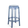 Tabouret Haut Empilable Charles Ghost Plastique Bleu / H 65 Cm - Kartell