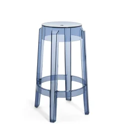Tabouret Haut Empilable Charles Ghost Plastique Bleu / H 65 Cm - Kartell