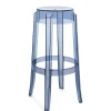 Tabouret Haut Empilable Charles Ghost Plastique Bleu / H 75 Cm - Kartell
