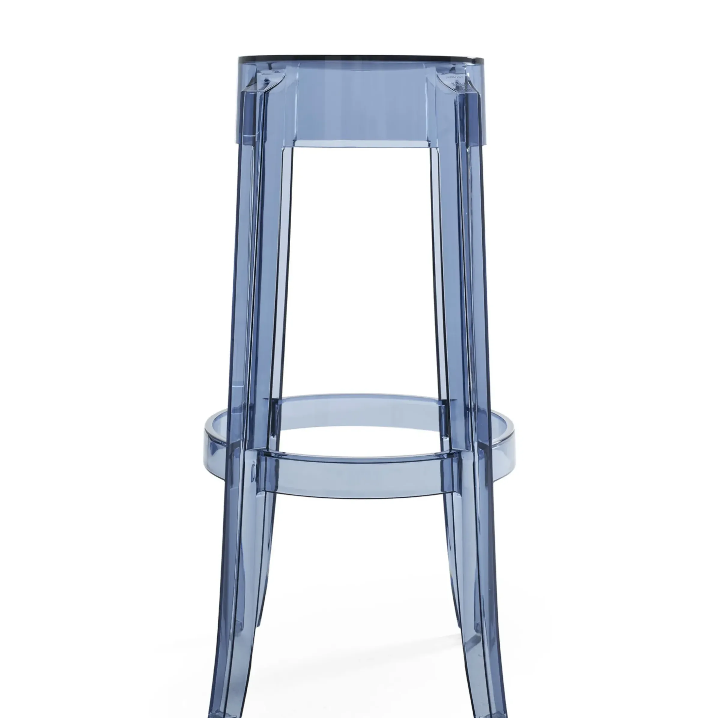 Tabouret Haut Empilable Charles Ghost Plastique Bleu / H 75 Cm - Kartell