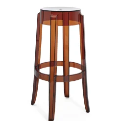 Tabouret Haut Empilable Charles Ghost Plastique Orange Marron / H 75 Cm - Kartell