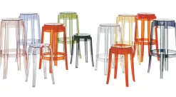 Tabouret Haut Empilable Charles Ghost Plastique Transparent / H 65 Cm - Kartell