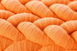 Tabouret Knitted Tissu Orange Bois Naturel 45 X 35 Cm - Gan
