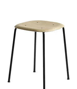 Tabouret Soft Edge 70 Metal Noir Bois Naturel / H 47 Cm - Bois - Hay