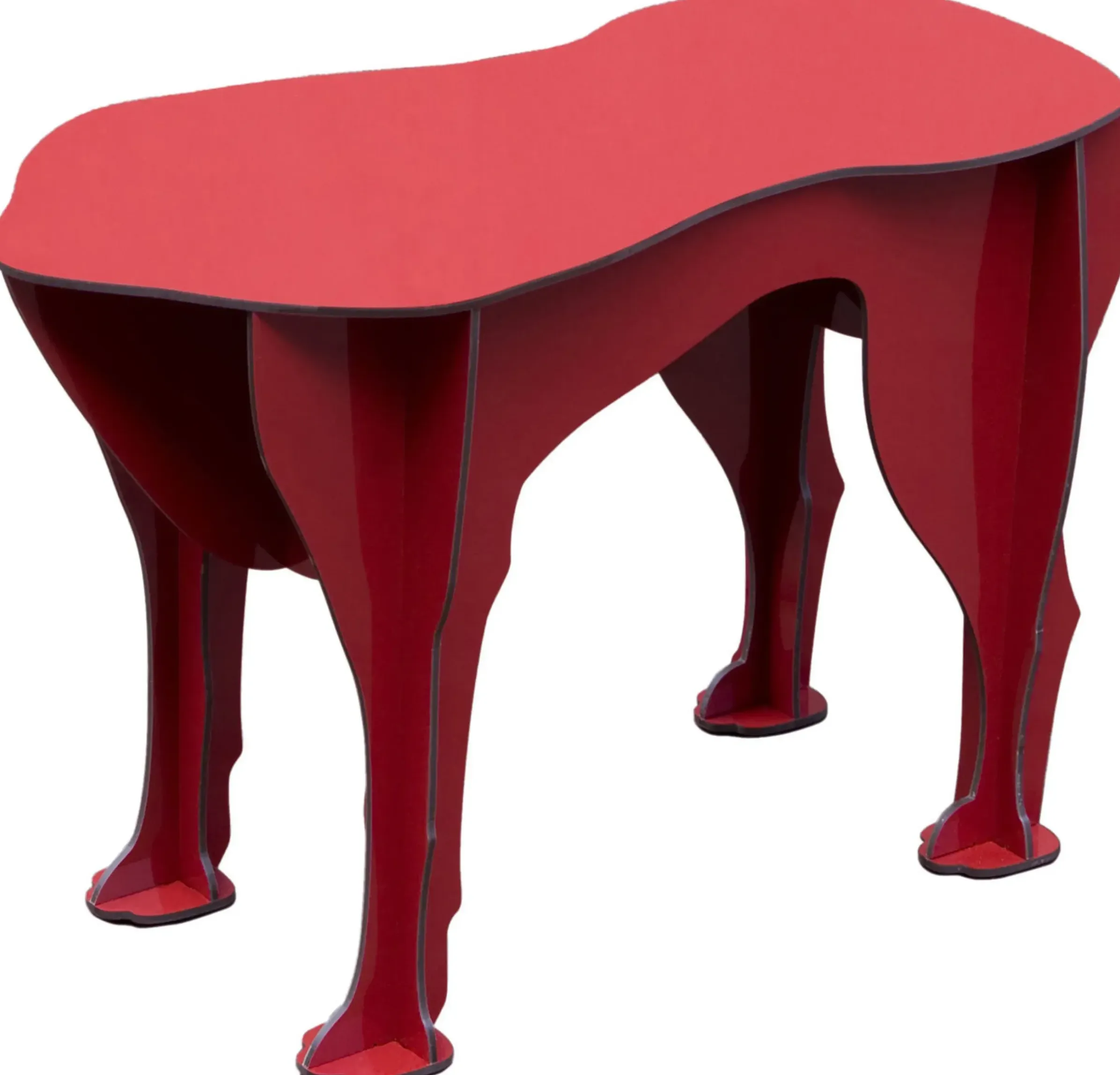 Tabouret Sultan Plastique Rouge / Table D'Appoint - L 52 X H 34 Cm - Ibride