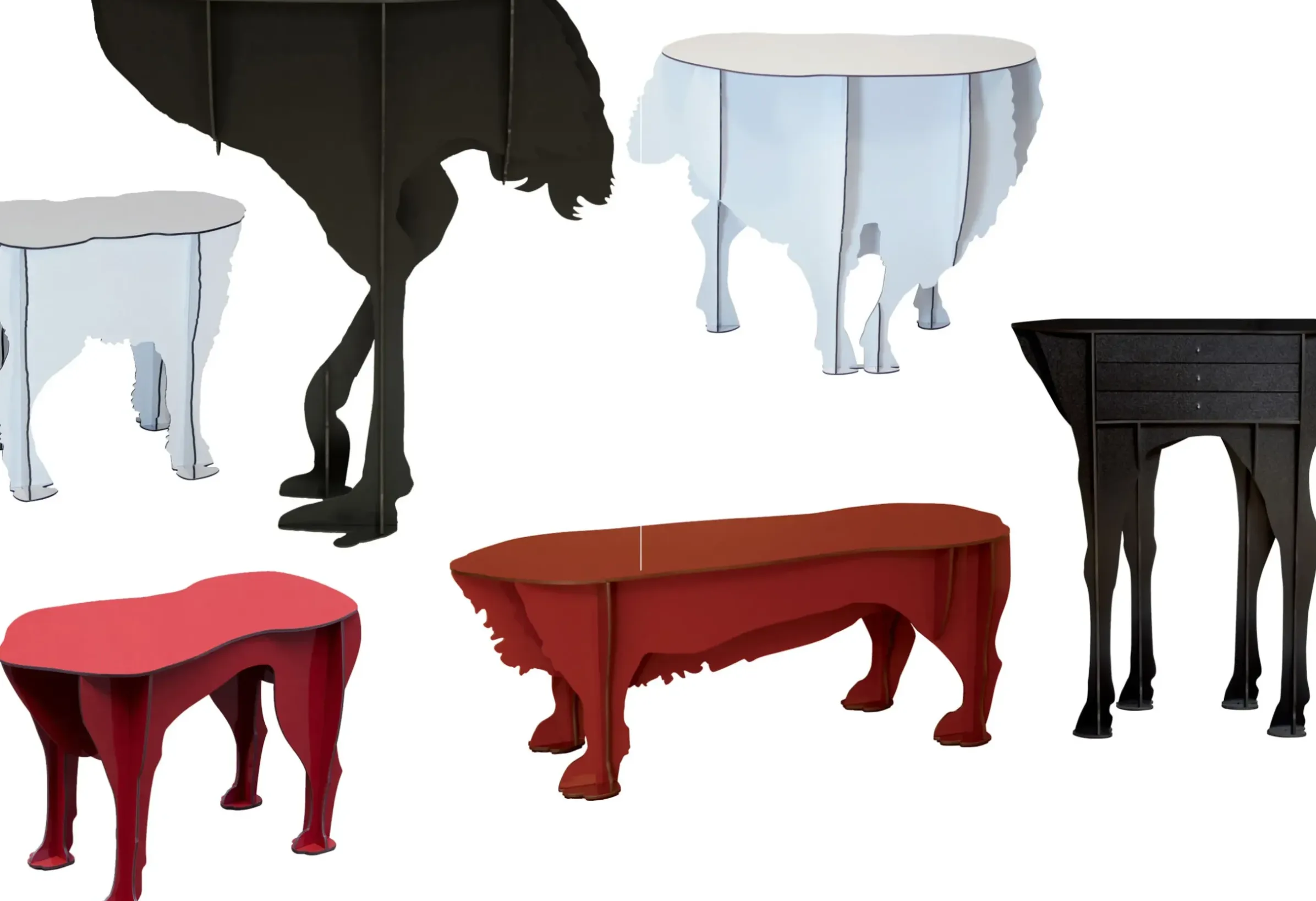 Tabouret Sultan Plastique Rouge / Table D'Appoint - L 52 X H 34 Cm - Ibride
