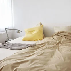 Taie D'Oreiller 65 X 65 Cm Duo Tissu Jaune / Coton Oeko-Tex - Hay