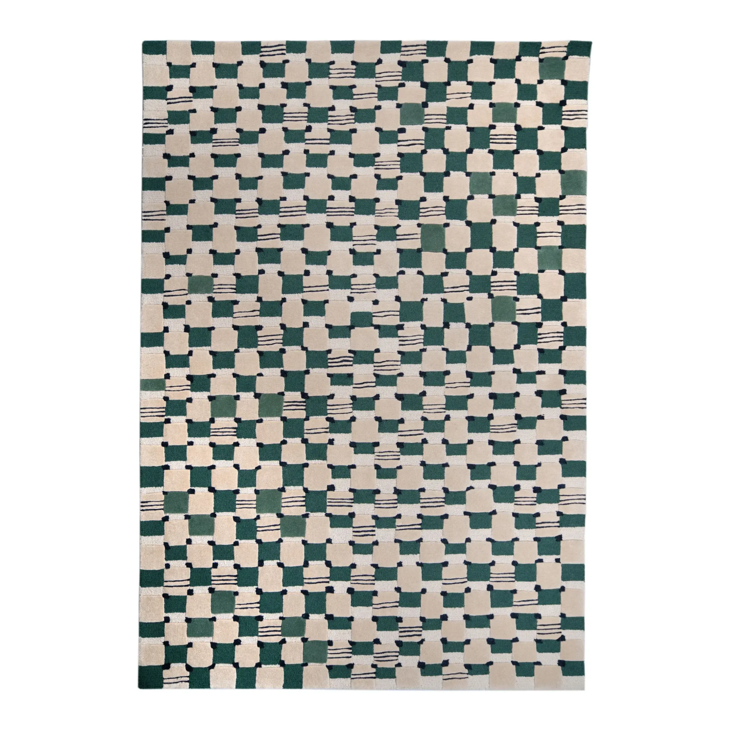 Tapis Damier Vert / 200 X 300 Cm - Tufte Main - Maison Sarah Lavoine