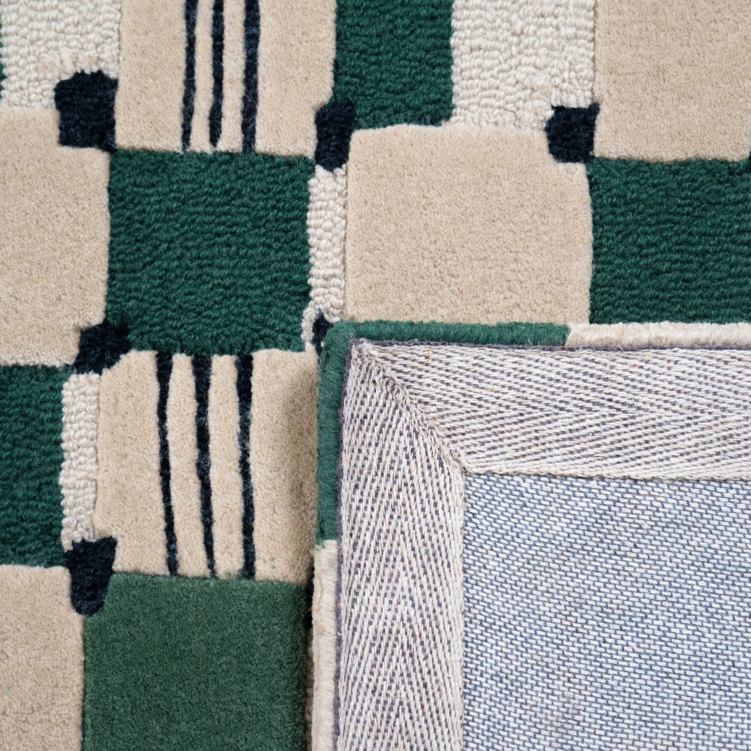 Tapis Damier Vert / 200 X 300 Cm - Tufte Main - Maison Sarah Lavoine