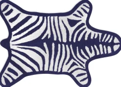 Tapis De Bain Zebra  Blanc Bleu / Reversible - 112 X 79 Cm - Jonathan Adler