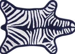 Tapis De Bain Zebra  Blanc Bleu / Reversible - 112 X 79 Cm - Jonathan Adler