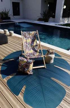 Tapis D'extérieur Fidji Plastique Bleu Vert / Vinyle - 121 X 150 Cm - Podevache